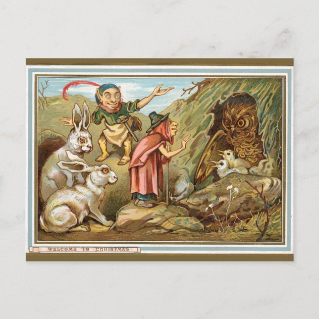 Invitación de Navidades Elves y Bunnies (Anverso)