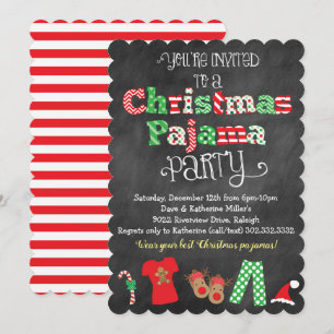 Invitación de navidades Fiesta Pajama Chalkboard