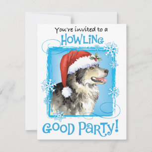 Invitación de navidades Malemute