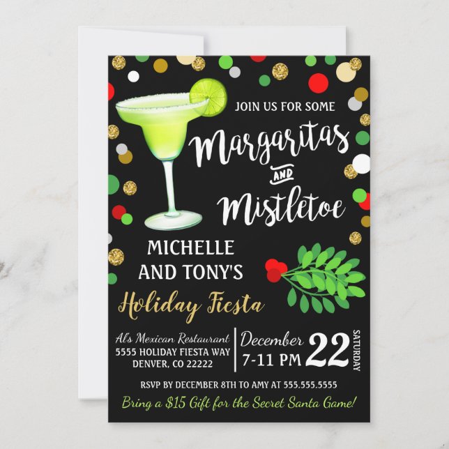 Invitación de Navidades Margaritas y Mistletoe (Anverso)