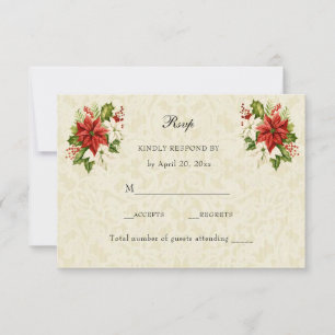 Invitación de navidades Poinsettia RSVP Insertar