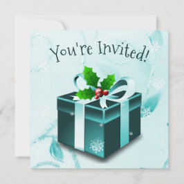 Invitación de Navidades verde azulados