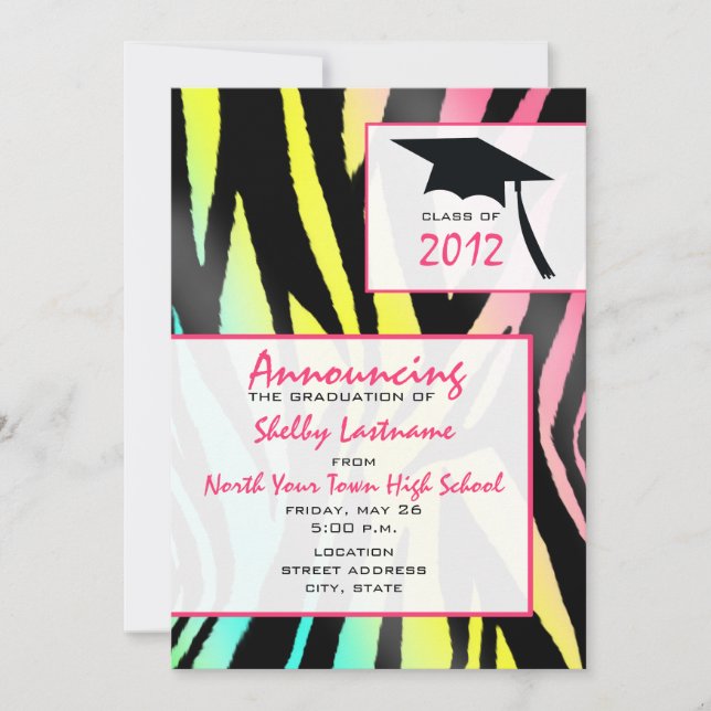 Invitación de neón 2012 de la graduación de la (Anverso)