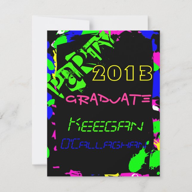 Invitación de neón de la fiesta de graduación (Anverso)