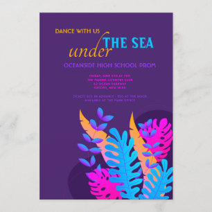 Invitación de neón del baile de fin de curso del