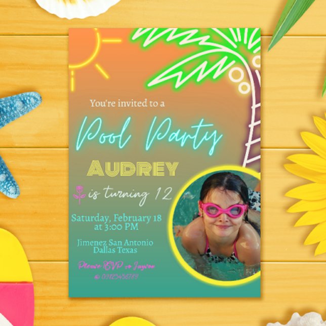 Invitación de Neon, Fiesta de billar, con imagen (Subido por el creador)