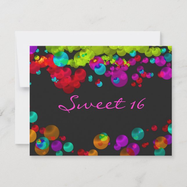 Invitación de neón para Bat Mitzvah de Sweet Sixte (Anverso)