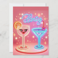 Invitación de neón para fiesta personalizada