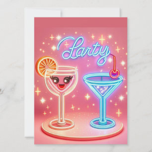 Invitación de neón para fiesta personalizada