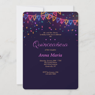 Invitación de Neon Quinceañera