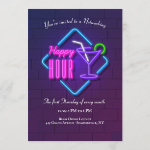 Invitación de Networking de Happy Hour con Neon