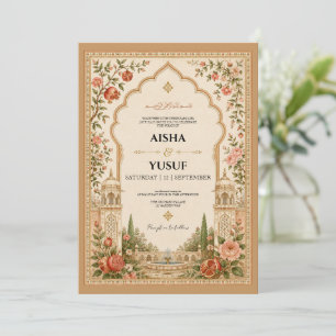 Invitación de Nikah de lujo islámica del jardín mo