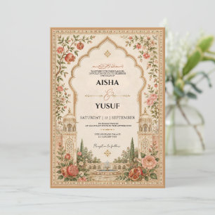 Invitación de Nikah Islámica de Jardín Mogol de Lu
