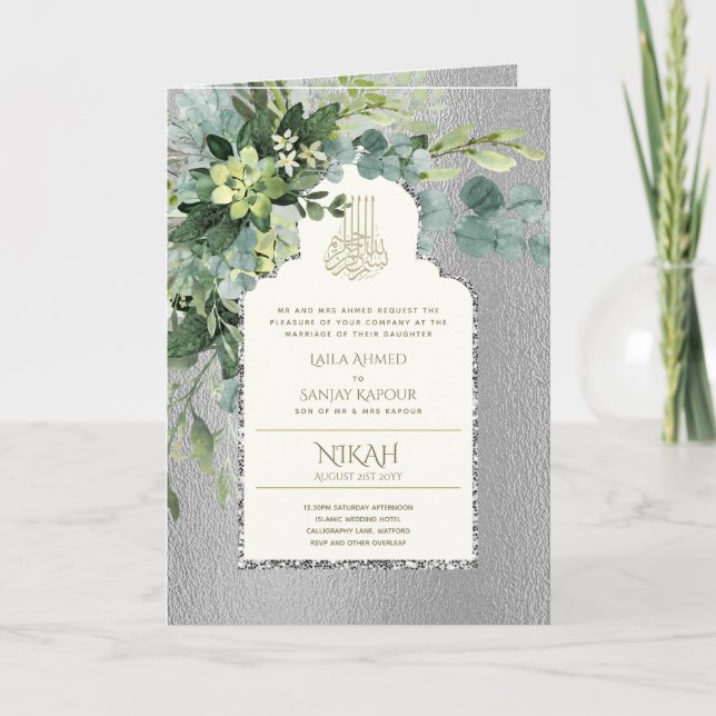 Invitación de NIKAH WALIMA islámico de 4 páginas c (Anverso)