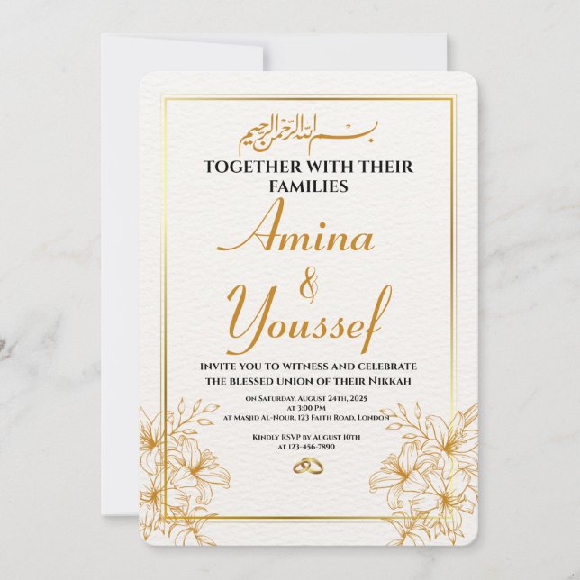Invitación de Nikkah islámico editable (Anverso)