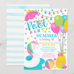 Invitación de niña a fiesta de cumpleaños en la pi