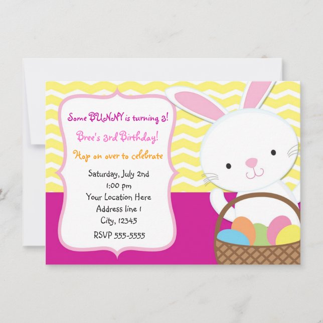 Invitación de niña conejo de Pascua de primavera (Anverso)