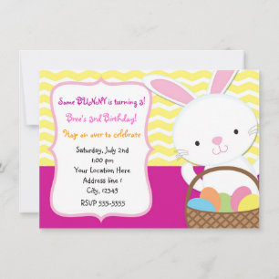 Invitación de niña conejo de Pascua de primavera
