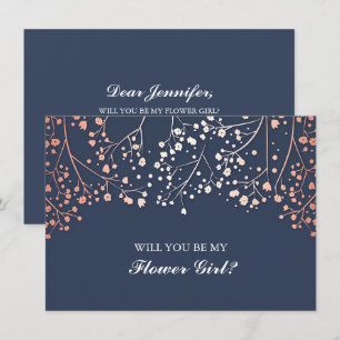 Invitación de niña de flores de boda con aliento d