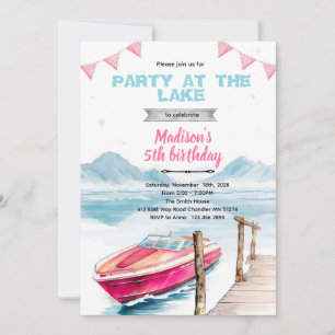 invitación de niña de lancha rápida del lago
