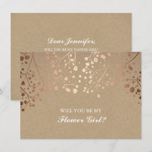 Invitación de niña de las flores con aliento de be