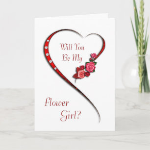 Invitación de niña de las flores con corazón girat