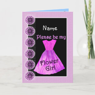 Invitación de niña de las flores con vestido ROSA