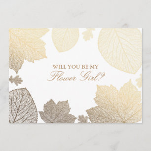 Invitación de niña de las flores de boda de hojas 