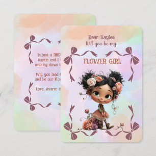 Invitación de niña de las flores floral azul acuar