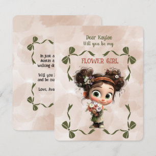 Invitación de niña de las flores floral marrón acu