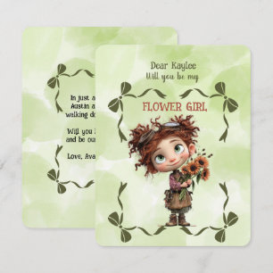 Invitación de niña de las flores Floral marrón acu