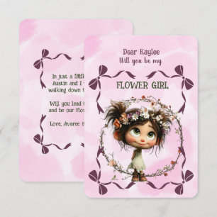Invitación de niña de las flores floral rosa acuar