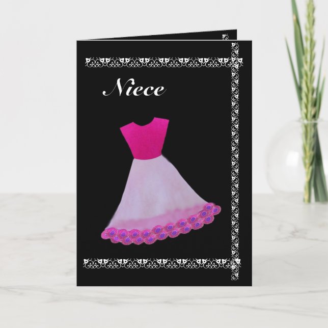 Invitación de niña de las flores NIECE con vestido (Anverso)