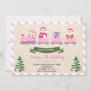 invitación de niña de tren de Navidad