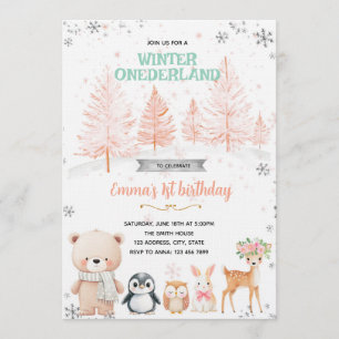 invitación de niña de Winter Onederland