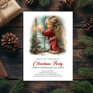 Invitación de Niña Escena Invernal Acogedora de Na