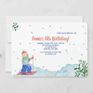 Invitación de niña haciendo deportes de invierno