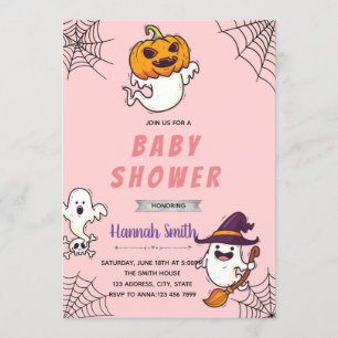 invitación de niña para baby shower de fantasma de