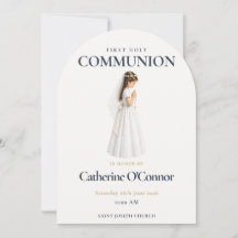 Invitación de niña para Primera Comunión sagrada