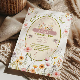 Invitación de niñas de flor silvestre de hadas de 