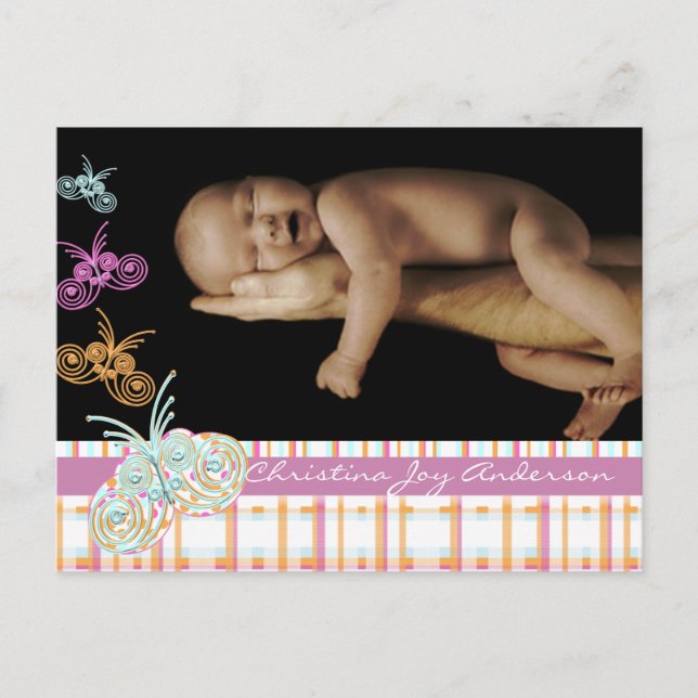 Invitación de niñas - mariposas (Anverso)