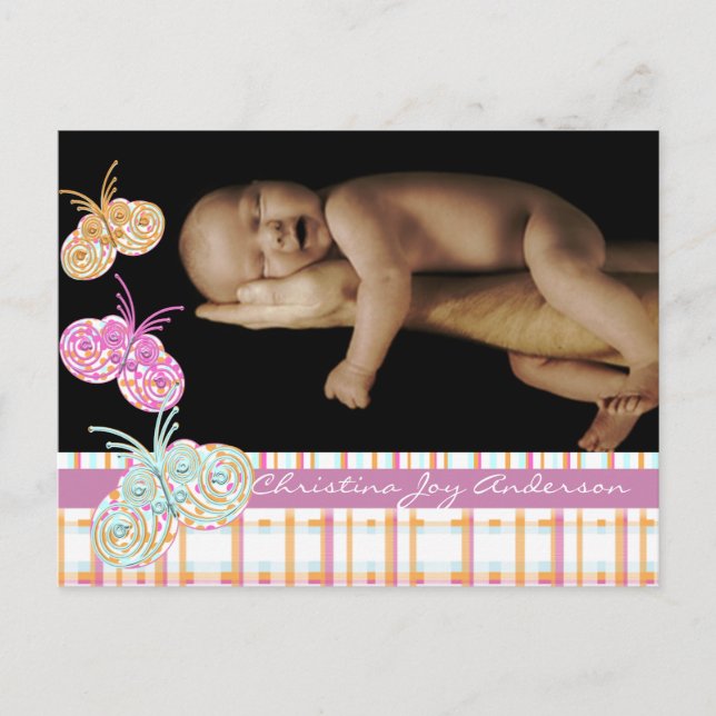 Invitación de niñas - mariposas (Anverso)