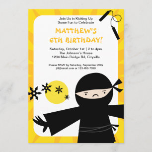 Invitación de Ninja Power Yellow