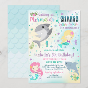 Invitación de niño a Chica de la sirena del tiburó