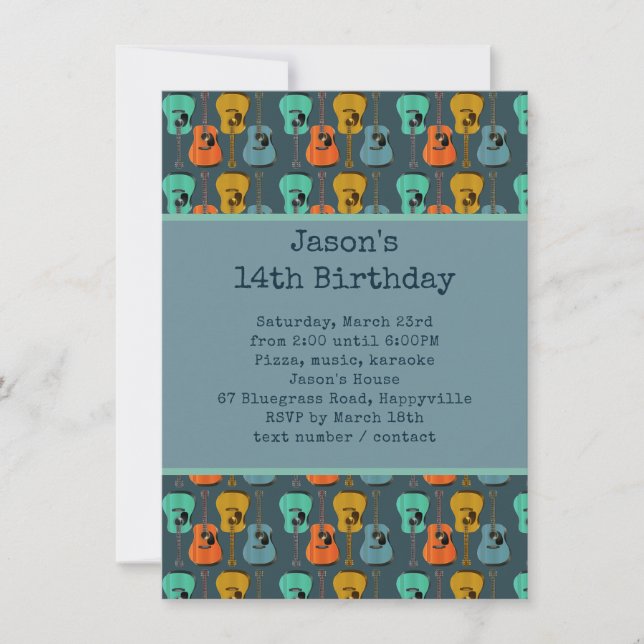 Invitación de niño adolescente de fiesta de cumple (Anverso)