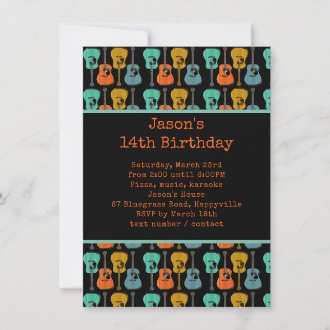 Invitación de niño adolescente de fiesta de cumple (Anverso)