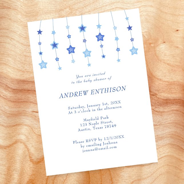 Invitación de niño bebé con cuerda azul de estrell (Subido por el creador)