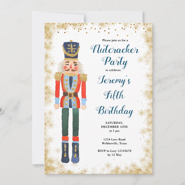 Invitación de niño de cumpleaños de Navy Nutcracke (Anverso)
