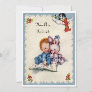 Invitación de niño de cumpleaños de un año de anti