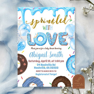 Invitación de niño donut pastel espolvoreado con a